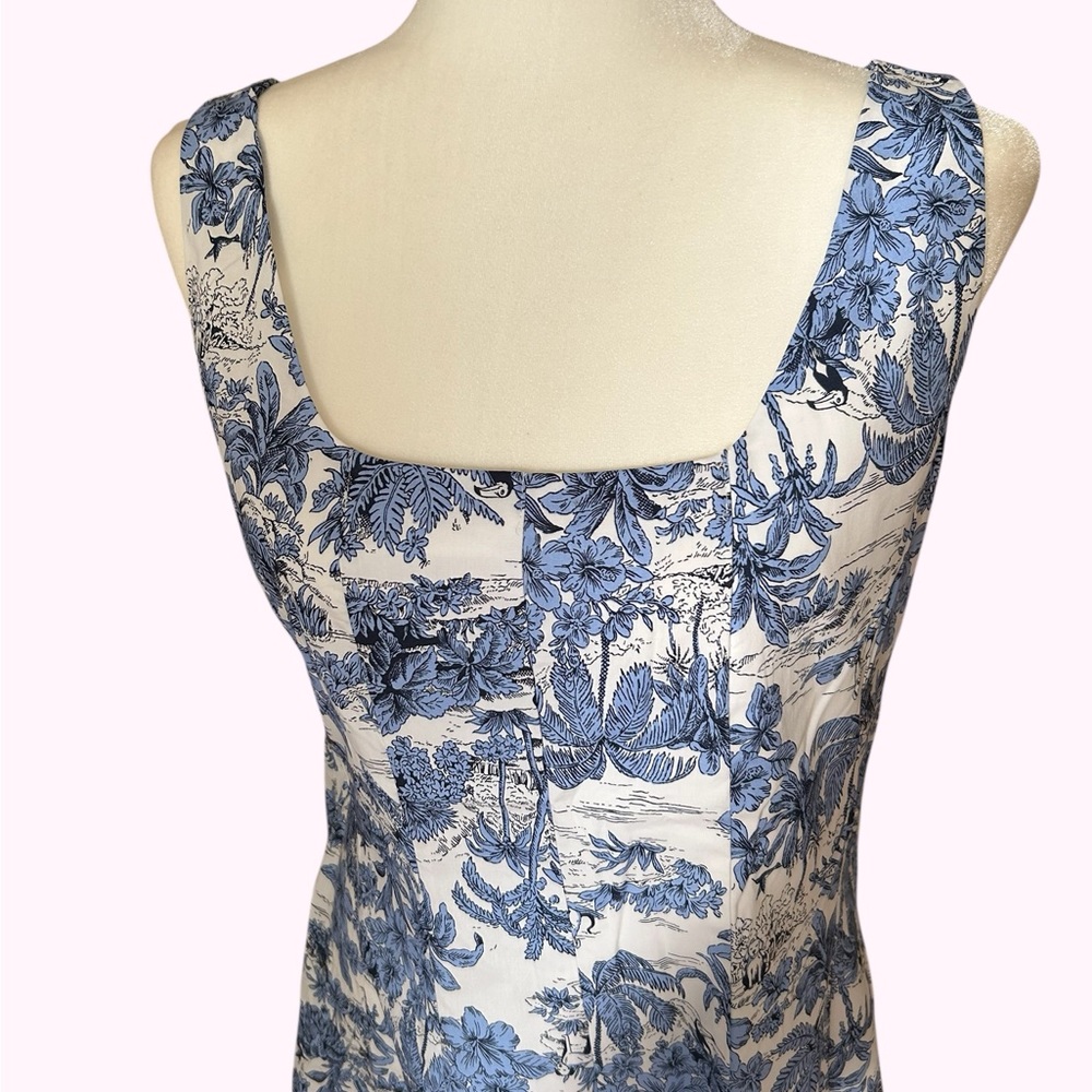RACHEL ZOE NWT Sleeveless Blue & White Midi Dress Fit & Full Skirt! Sz: 10. $50.
